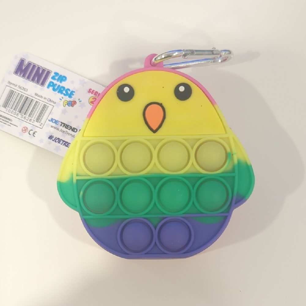 Bubble Pop Mini Zip Purse Rainbow Bird Toy for Kids Fidget Stocking Stuffers NWT